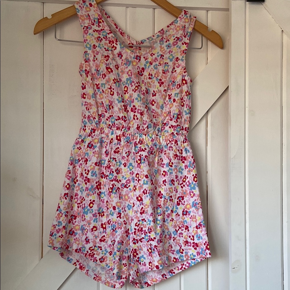 Vince Camuto Girls Floral Romper Skort Dress Size 8 Sleeveless Open Back…